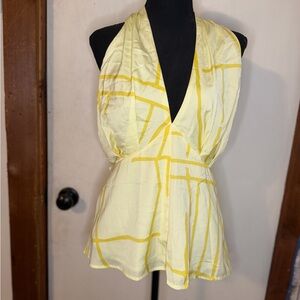 Banana Republic Yellow Patterned Halter Top